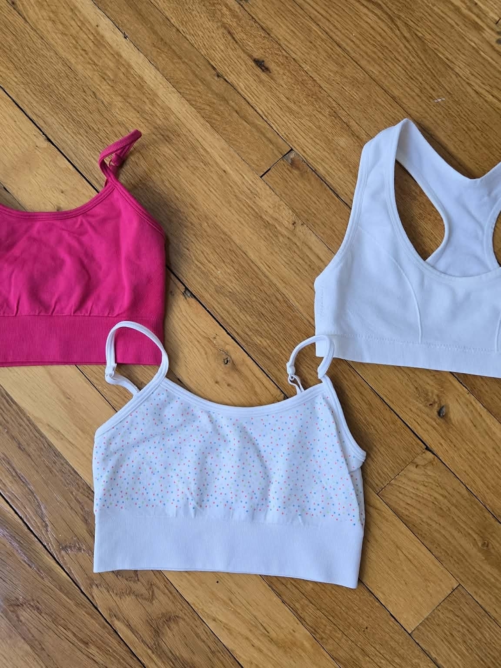 wonder nation Girls 3-Pack Tank Tops - Hot Pink, White, White with Polka Dots